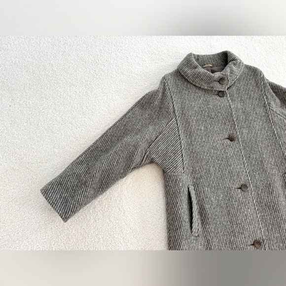Vintage handmade grey herringbone wool winter coat - size 44/50 - Picture 6 of 15